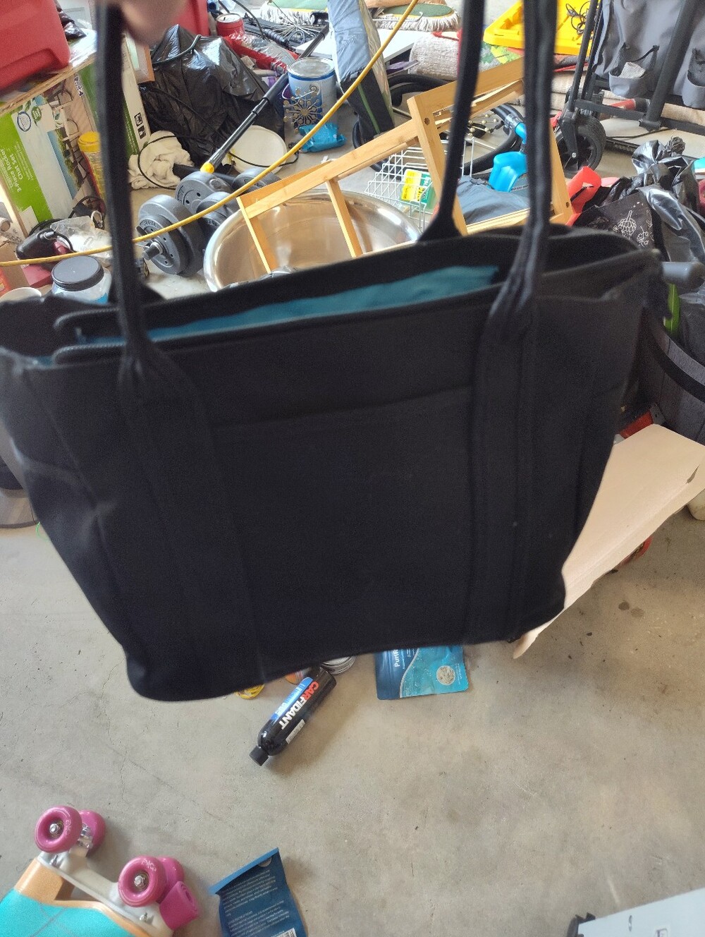 Black Diaper Bag with Teal Lining